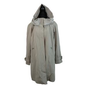 Gallery New York Taupe Anorak Parka Coat Hooded Women Large Funnel Collar 3 in 1